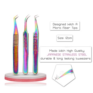 Pince à épiler en acier inoxydable de haute qualité Diamond Grip Extension de cils Volume de botte multi-pointes beauté marque privée en vrac fin - Product Image 2