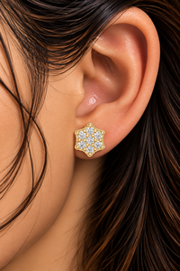 Boucles d'oreilles en diamant de laboratoire, motif floral en étoile, diamant rond taillé, DEF VVS, or massif 14K 18K, bijoux fins, usage quotidien, ODM - Product Image 2