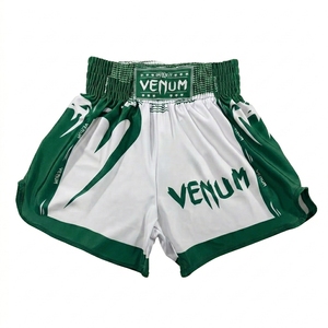 Pantalones Cortos de Boxeo Muay Thai MMA Unisex Venum Personalizados, Blancos con Logotipo Rojo en la Parte Delantera, de Secado Rápido, de Poliéster, para Entrenamiento - Product Image 2