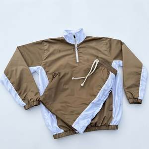 High Demanding Custom Logo Brown And White Men's Lightweight Nylon <b>Wind</b> <b>Breaker</b> Shorts Vintage Wear Men Sets Streetwear Jackets - Product Image 1