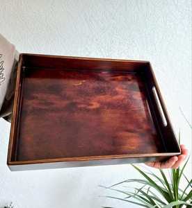 <b>Walnut</b> wooden tray with handles Large serving tray Living room decor Home gift Drink tray <b>Coffee</b> <b>table</b> tray Housewarming gift - Product Image 5