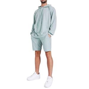 Ensemble sweat à capuche et short pour homme de haute qualité, en molleton de coton 340g, pour l'entraînement d'automne, tenue de sport deux pièces, conception personnalisée OEM - Product Image 1