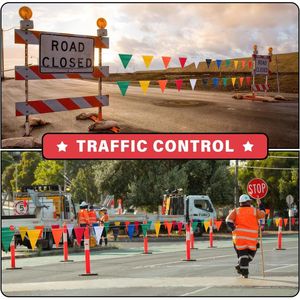 Bandiere a Pennone Multicolore ad Alta Visibilità 7x10, 45 Pezzi, 105 Piedi di Lunghezza, Bandiere Triangolari per Piscina per Segnalazione di Sicurezza nel Nuoto a Costro - Product Image 2
