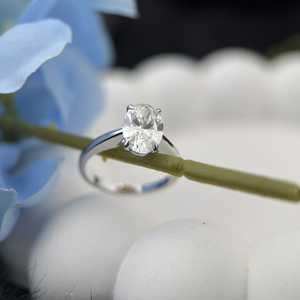 14K White Gold 1.15 Carat Oval Cut Lab Grown Diamond Engagement Ring IGI Certified Classic Solitaire 4 Prong Ring - Product Image 2