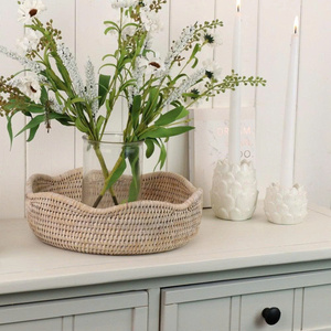Round <b>Storage</b> <b>Basket</b> Eco Friendly Decorative <b>Wicker</b> Organizer Tray Rustic Elegant Home <b>Storage</b> <b>Basket</b> for Living Room Bedroom - Product Image 5