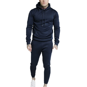 Ensemble de survêtement sportif pour homme, couleur unie, avec cordon de serrage, sweat-shirt à manches longues et pantalon de jogging, respirant, en polyester - Product Image 1