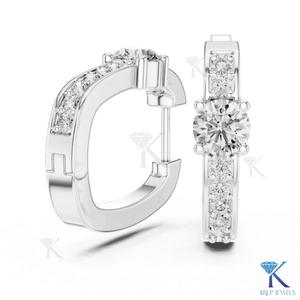 Lab Grown CVD Diamond Solitaire Accent Hoop <b>Earrings</b> Snap Back 18K <b>Solid</b> Gold Minimalist Wedding Women's Fine Jewelry - Product Image 5