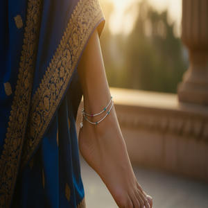 Indian Handmade 925 Sterling Silver Anklet With Colorful Beads Jewellery for Women and <b>Girls</b> Wear Silver Anklets for Women 's - Product Image 1