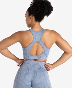 High Quality Women's Solid <b>Blue</b> 2-Piece Yoga Set Full Sleeve <b>Crop</b> <b>Top</b> High Waist Shorts Front Printed Spandex Polyester - Product Image 2