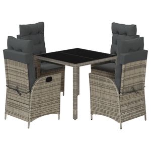 Set da Pranzo da Giardino in Rattan PE per 4 Persone, Resistente alle Intemperie, Arredamento da Esterno in Stile Contemporaneo, Grigio - Product Image 2