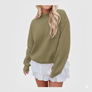 Sudadera Larga Oversize de Algodón Suave y Poliéster Estampado con Cuello Alto para Mujer, Estilo Urbano, Otoño-Invierno, con Logotipo Personalizado - Product Image 1