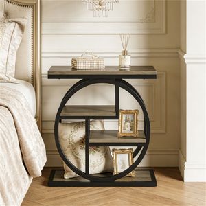 Tavolino Consolle in Legno con Ripiani Portaoggetti, Tavolino Laterale/Caffè/Divano/Comodino con Funzionalità Pratiche - Product Image 1