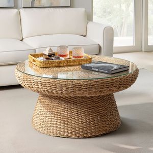Traditional Handwoven Rattan Coffee <b>Table</b> Crafted from Sustainable Natural Materials for Elegant Interiors - Product Image 6