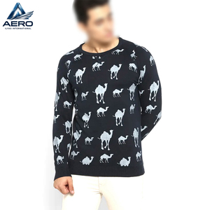 Sweat-shirt en tricot imprimé intégral pour homme, prix d'usine en gros, pull décontracté à col rond en polaire chaud pour l'hiver, personnalisable - Product Image 1