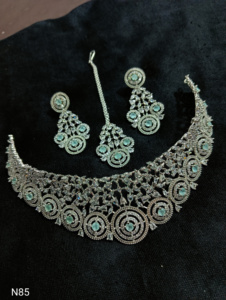 Ensemble de bijoux de mariée en diamant américain classique Collier et boucles d'oreilles en deux pièces pour mariage Style classique à la mode - Product Image 5