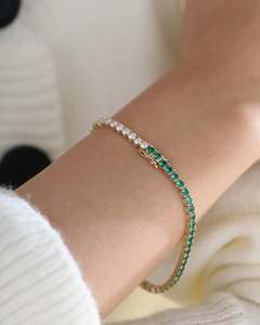 Bracelet Tennis en Argent Sterling S925, Chaîne Trombone – Bracelet Élégant et Scintillant pour Femme - Product Image 3