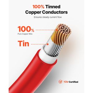 Cavo di Prolunga per Pannello Solare 100FT 10AWG Impermeabile PV 6mm2 in Rosso - Product Image 2