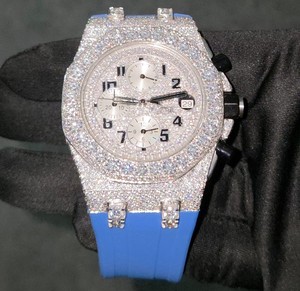 Maa Uma Creation Custom Moissanite <b>Watches</b> Analog Quartz Unisex Elegant Rubber Belt - Product Image 1