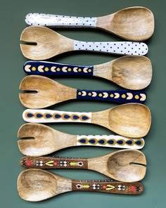 Enamel Color Mango Wooden Salad <b>Servers</b> - Product Image 5