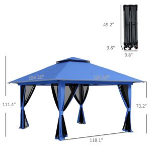 Gazebo Pop-up Blu 13FT X 13FT con Tetto a 2 Livelli e Borsa per il Trasporto, Leggero, per Giardino e Spazi Esterni - Product Image 3