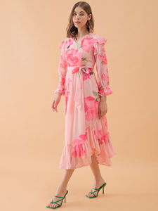 Vestido Maxi Rosa Claro con Estampado Floral, Vestido de Invitada de Boda para Mujer, para Fiestas y Ocasiones Formales a Precio Accesible - Product Image 2