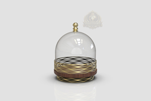 Dôme à gâteau de luxe en métal et bois, écologique, support de présentation de gâteau personnalisé, couvercle doré, pour boulangerie, utilisation en fête, fait main, alimentaire, pour la maison - Product Image 3