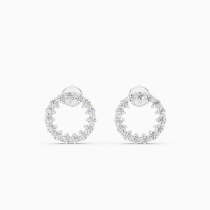 Boucles d'oreilles halo circulaires en diamant de laboratoire éblouissant de 0,66 ct en or jaune, blanc et rose 9 carats - Product Image 2