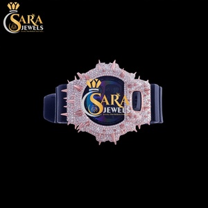 Montre mécanique de luxe style antique avec diamants Moissanite, bracelet en caoutchouc semi-serti et cadran carré en acier inoxydable - Product Image 2