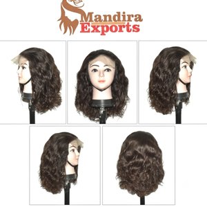 Peluca de Cabello Humano Ondulado Barato de la India, Tamil Nadu, 100% Sin Procesar, Remy, Cutícula Alineada, Color Natural, Doble Trama Fusionada a Máquina - Product Image 3