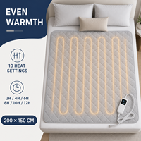 Surmatelas chauffant électrique en flanelle taille Queen 220V, 10 réglages de chaleur, arrêt automatique, lavable en machine pour literie d'hiver