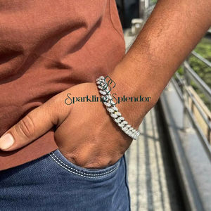 Pulsera de Cadena Iced Link de Plata 925 Chapada en Oro de Alta Calidad, Estilo Hip Hop Cubano, con Moissanita VVS Certificada, Esplendor Brillante - Product Image 2