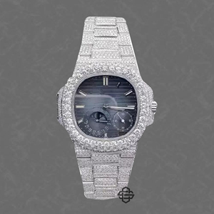 Montre en acier inoxydable avec bracelet carré en diamant blanc de qualité supérieure, verre serti de moissanite, mouvement à quartz, 20 mm - Product Image 1