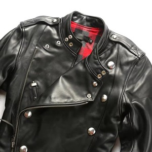 Chaqueta de Invierno para Hombre, Estilo Motero Vintage, de Piel de Oveja Genuina, con Cierre, Cuello Alto, Logotipo Frontal, Forro de Algodón y Tela de Lona - Product Image 4