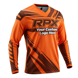 เสื้อเจอร์ซีย์มอเตอร์ครอสแขนยาวสำหรับผู้ชาย RPX สีส้มดำ พิมพ์ลายแบบ Sublimation แห้งเร็ว เสื้อแข่งสำหรับผู้ใหญ่ ทุกฤดูกาล - Product Image 3