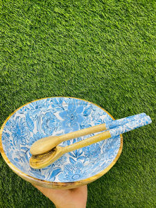 Cuenco de madera impreso hecho a mano, cuenco de madera decorativo para servir con diseño artístico, decoración ecológica para el hogar y accesorio de cocina - Product Image 6