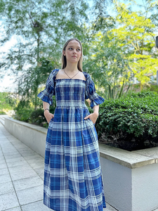 เดรสยาวผ้าฝ้ายแท้ พิมพ์ลายบล็อกอินเดีย สวมใส่สบายๆ ในฤดูร้อน สวยสง่า ใส่ได้ทุกวัน ระบายอากาศดี ปักลายสวยงาม ผ้าทอเนื้อดี - Product Image 3