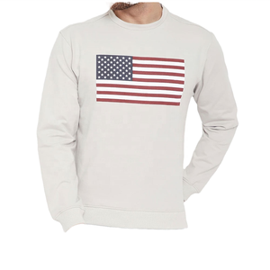 Sudadera de Cuello Redondo para Hombre, Estampado de Bandera Americana, 100% Algodón, Corte Regular, Informal, para Otoño - Product Image 1