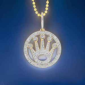 จี้มงกุฎแท้ประดับเพชรโมอิสซาไนต์ทรงกลม เงินแท้ 925 สำหรับทั้งชายและหญิง เครื่องประดับอัญมณีชั้นดี ของขวัญ - Product Image 1