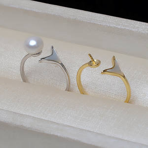 Accesorio de Plata S925 con Forma de Cola de Pez para Collar, Pendientes y Anillo, Soporte Hueco para 5-7 Perlas, Joyería de Moda 3218 - Product Image 4