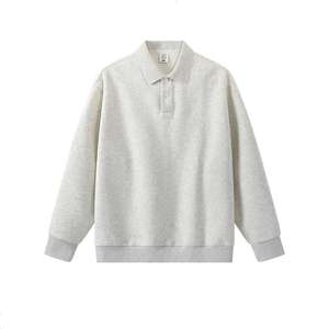 Nueva marca de alta calidad 350G para mujer para Polo sudadera algodón poliéster hombro caído de manga larga talla grande Casual Jersey sólido - Product Image 3