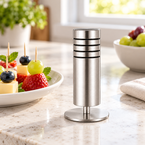 Porte-cure-dents moderne en acier inoxydable avec distributeur - Product Image 4