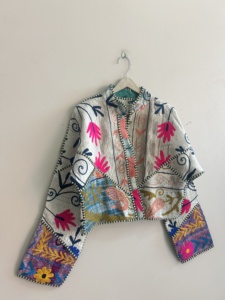 Reversible Vintage Kantha <b>Jacket</b> Indian Handmade Boho <b>Short</b> Coat For Women - Product Image 5