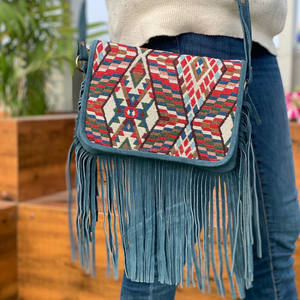 Nouveau Offre Spéciale Jacquard fait à la main en daim frange cuir sac à bandoulière multi-usage nouveau Design Vintage sac à bandoulière pas cher taux produit en vrac - Product Image 2