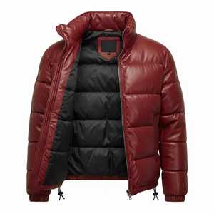 Veste d'hiver matelassée en cuir d'agneau véritable structuré, conçue pour résister aux conditions extrêmes, gardant la flexibilité et la chaleur. - Product Image 1