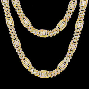 Luxury Hip Hop <b>Iced</b> <b>Out</b> VVS Moissanite Diamond Cross <b>Chain</b> 925 Sterling Silver Diamond Miami Cuban Link <b>Chain</b> Necklace - Product Image 5