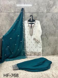 Ensemble Salwar Kameez pakistanais de créateur pour femme, en tissu Farshi lourd et croquant, avec dupatta assortie, tailles XL 42 XXL 44 - Product Image 2