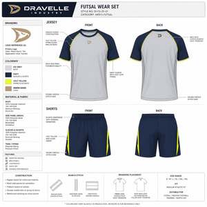 Conjunto Deportivo de Futsal Personalizado para Hombre de Alta Calidad OEM, Camiseta y Pantalones Cortos Gris Hielo y Amarillo - Product Image 5