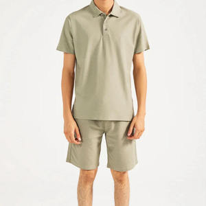 Men's Oversized Polo <b>Twin</b> <b>Set</b> Breathable Summer Knitted Short Sleeve Top & Shorts Casual Trending 2025 Men <b>Sets</b> - Product Image 1