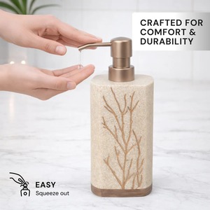 Juego de accesorios de baño con acabado de piedra, diseño de hojas beige, perfecto para el hogar, hoteles, spas, resorts y como regalo, procedente de la India. - Product Image 2