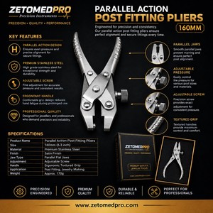 Pince à sertir à action parallèle 160 mm, outil de précision pour la fabrication de bijoux, ZetomedPro - Product Image 2